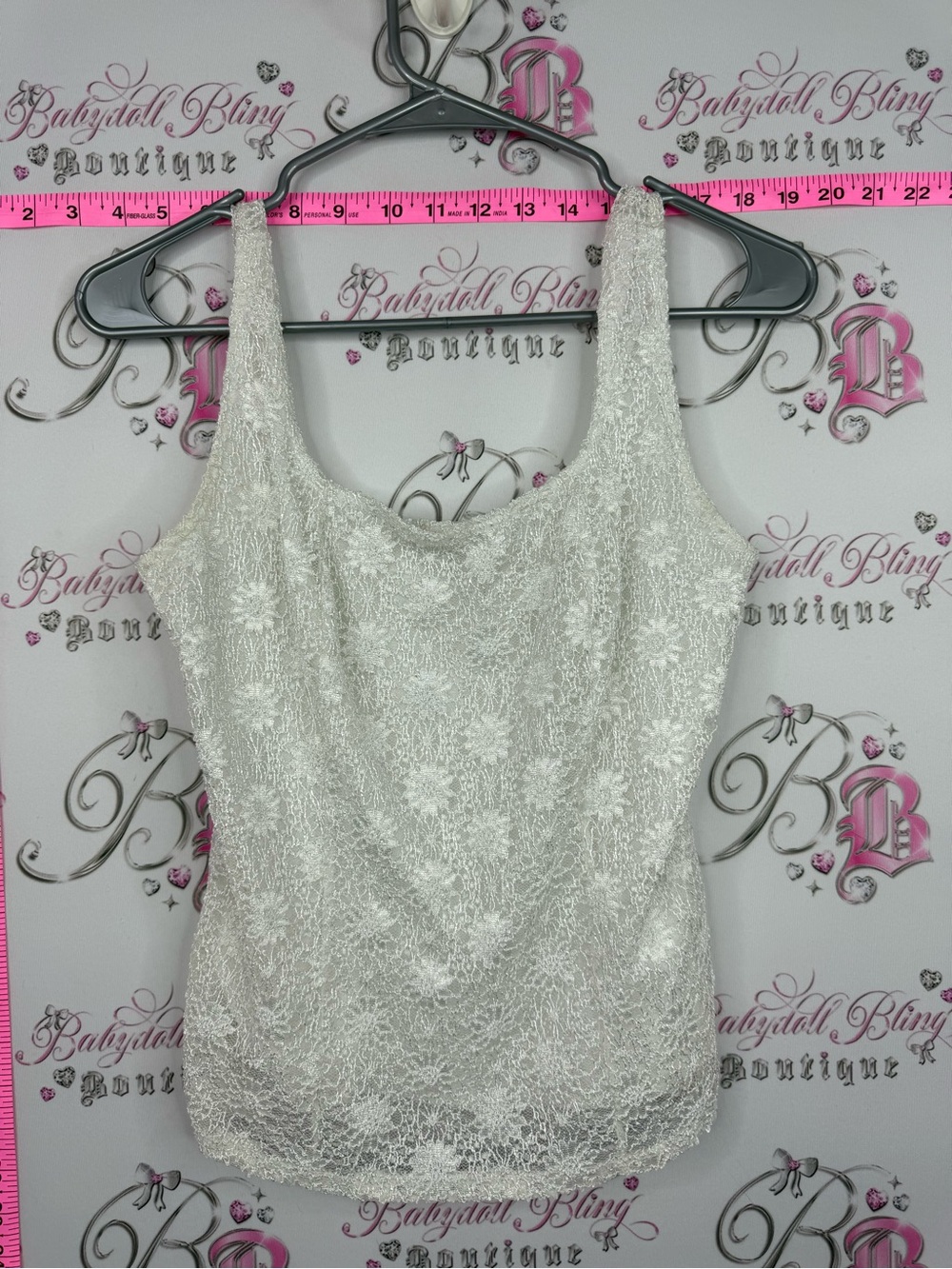 NICOLA tank top lace floral White Lace Scoop Neck Camisole